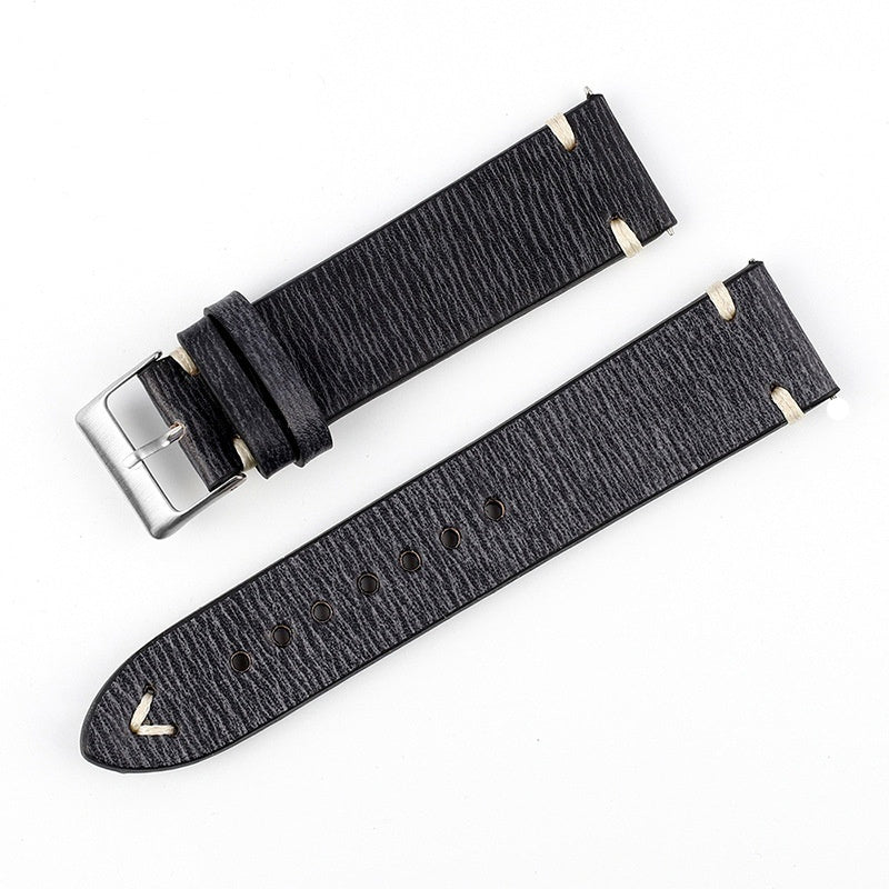 Vintage Cowhide Leather Watch Band with Unique Patterns
