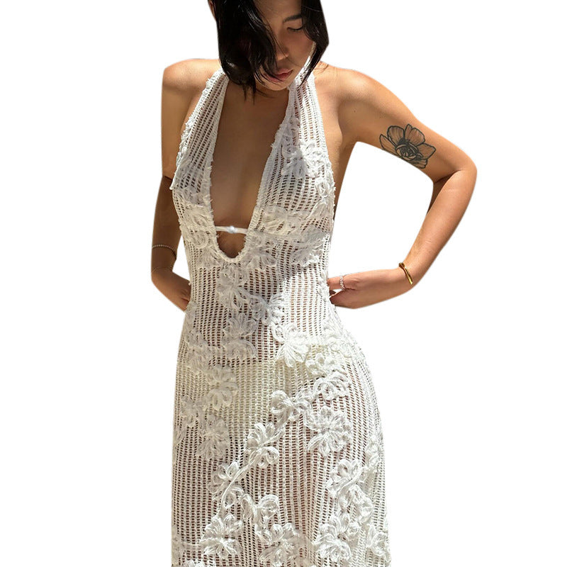 Seaside Glow Halter Dress