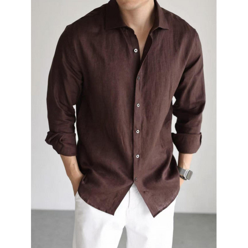 Men’s Cotton Linen Long Sleeve Shirt