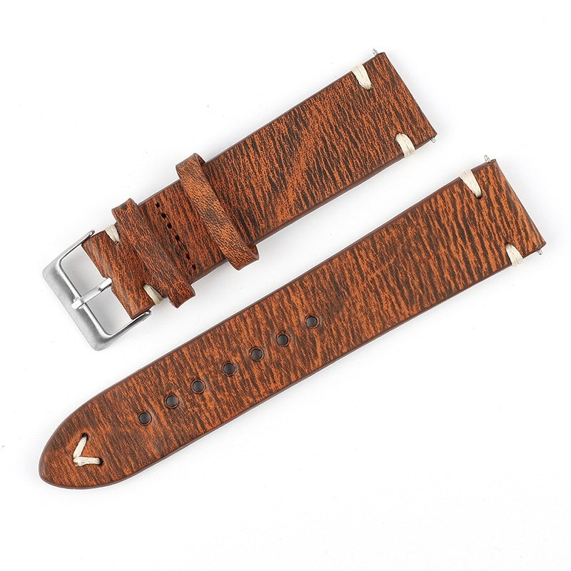 Vintage Cowhide Leather Watch Band with Unique Patterns
