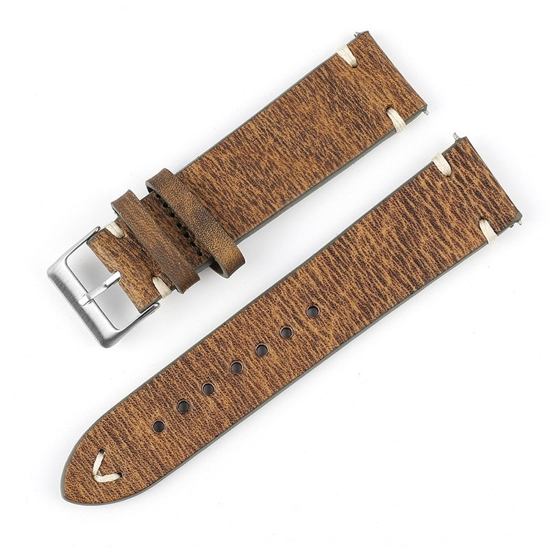 Vintage Cowhide Leather Watch Band with Unique Patterns
