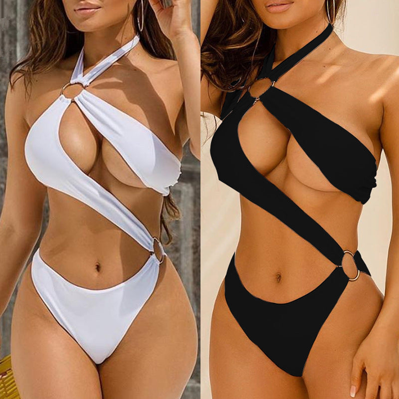 One-Piece Hollow Ring Strap Bikini