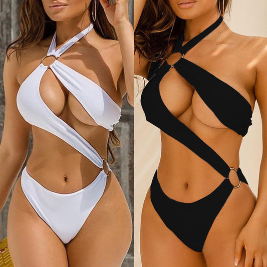 One-Piece Hollow Ring Strap Bikini