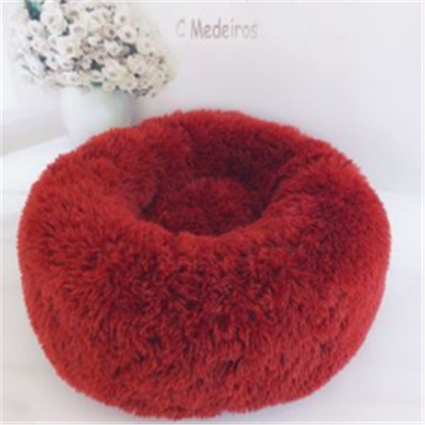 Cozy Round Cat Bed – Fluffy Winter Nest