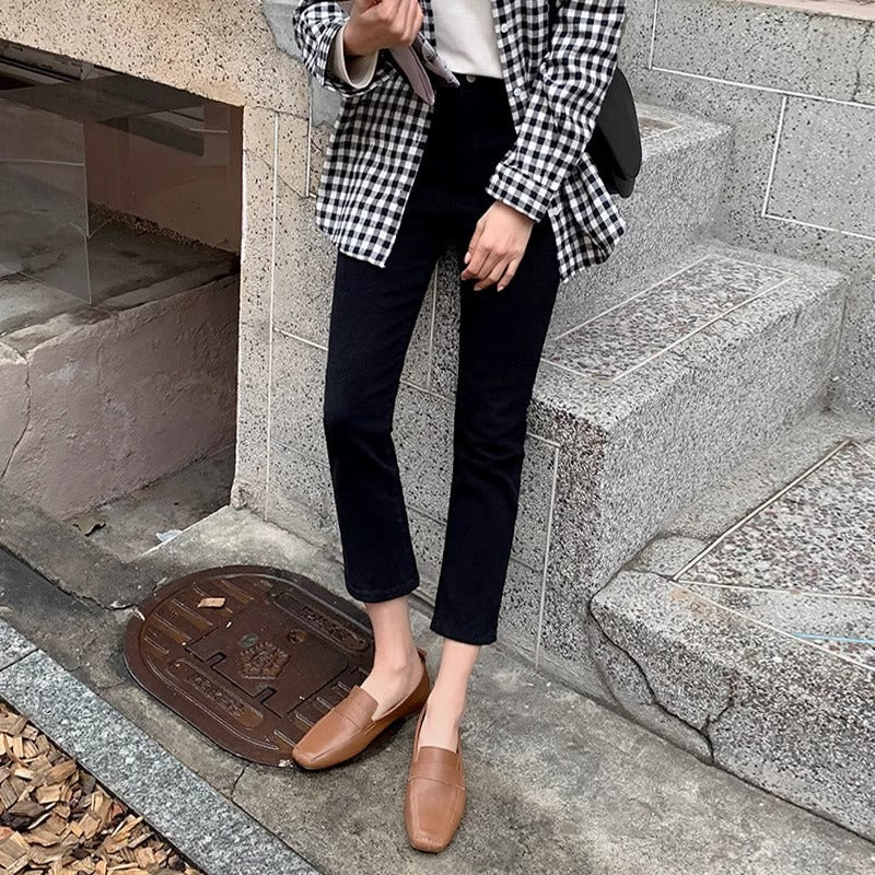 Black Plus Velvet Pipe Leggings