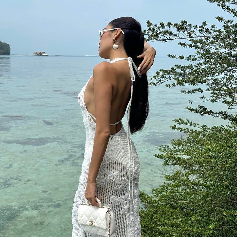 Seaside Glow Halter Dress