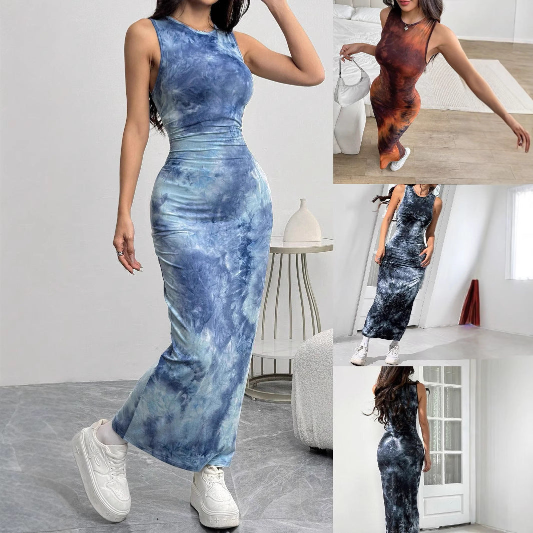 Women’s Sleeveless Printed Slim Dress