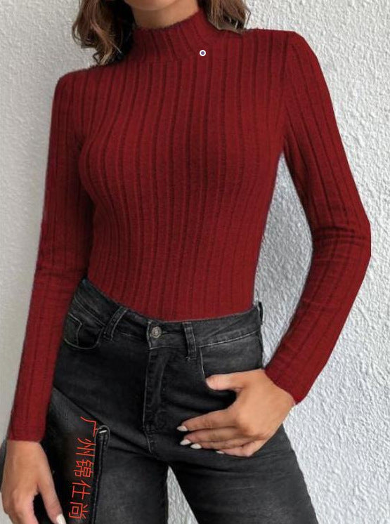 Half Turtleneck Striped Soft Warm Sweater