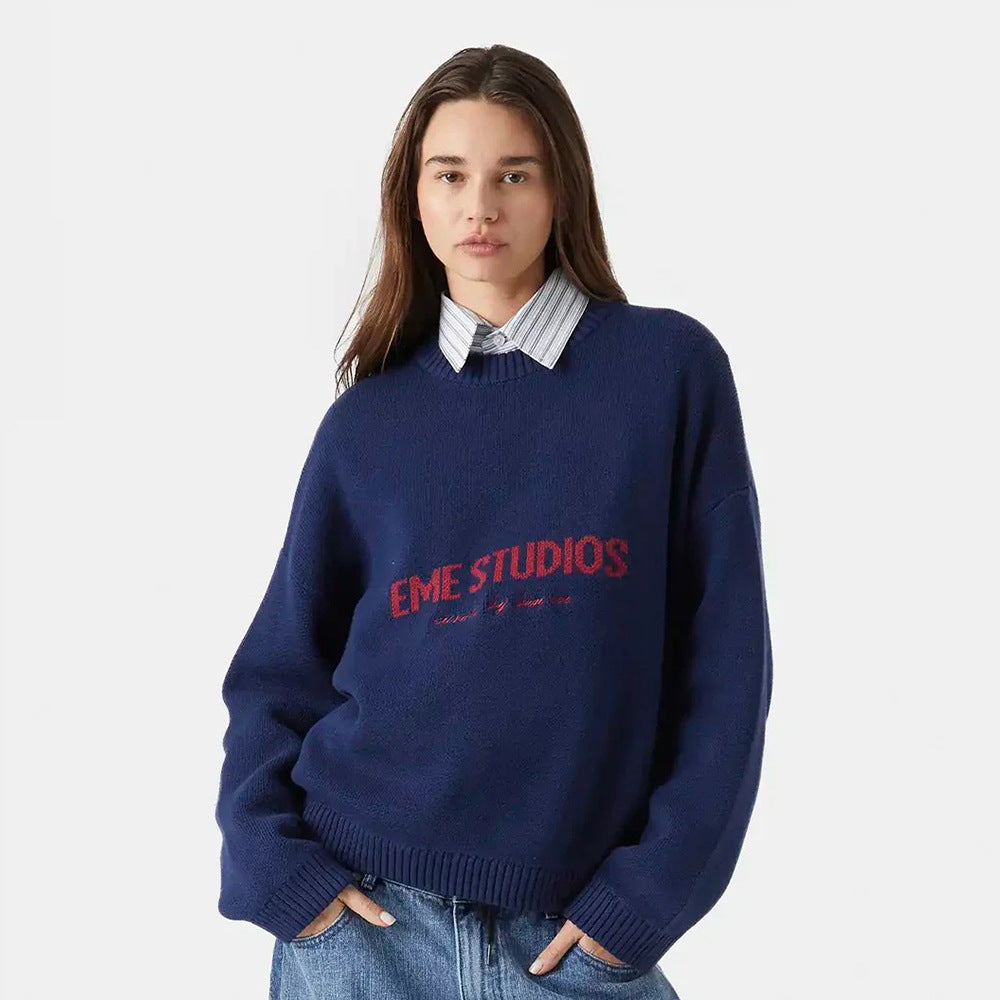 Women’s Loose Embroidered Knit Sweater