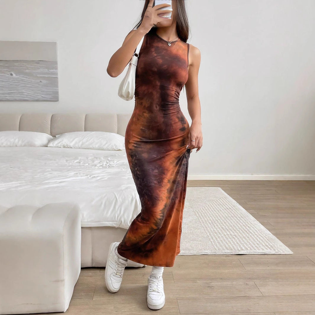 Women’s Sleeveless Printed Slim Dress