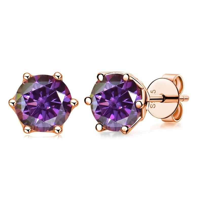 1 Carat Moissanite Stud Earrings in Sterling Silver