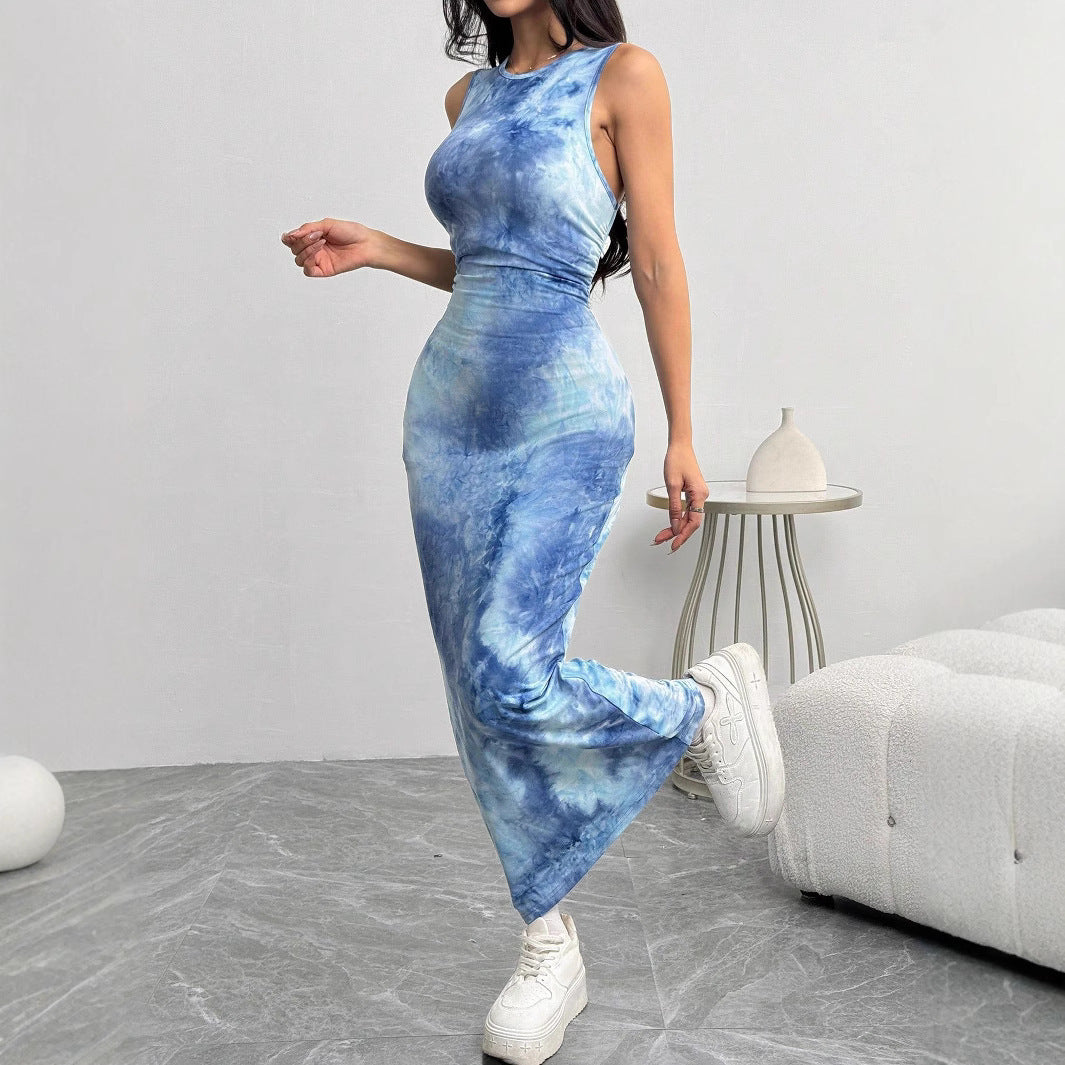 Women’s Sleeveless Printed Slim Dress