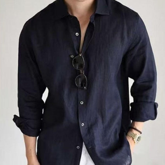 Men’s Cotton Linen Long Sleeve Shirt