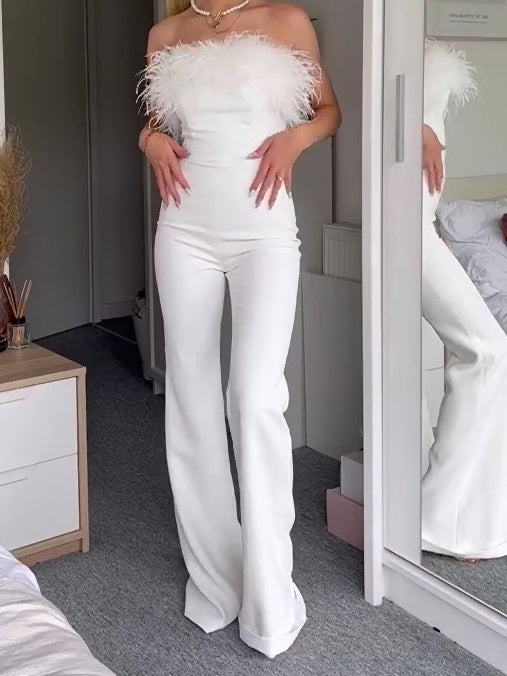 Elegant White Off-Shoulder Jumpsuit