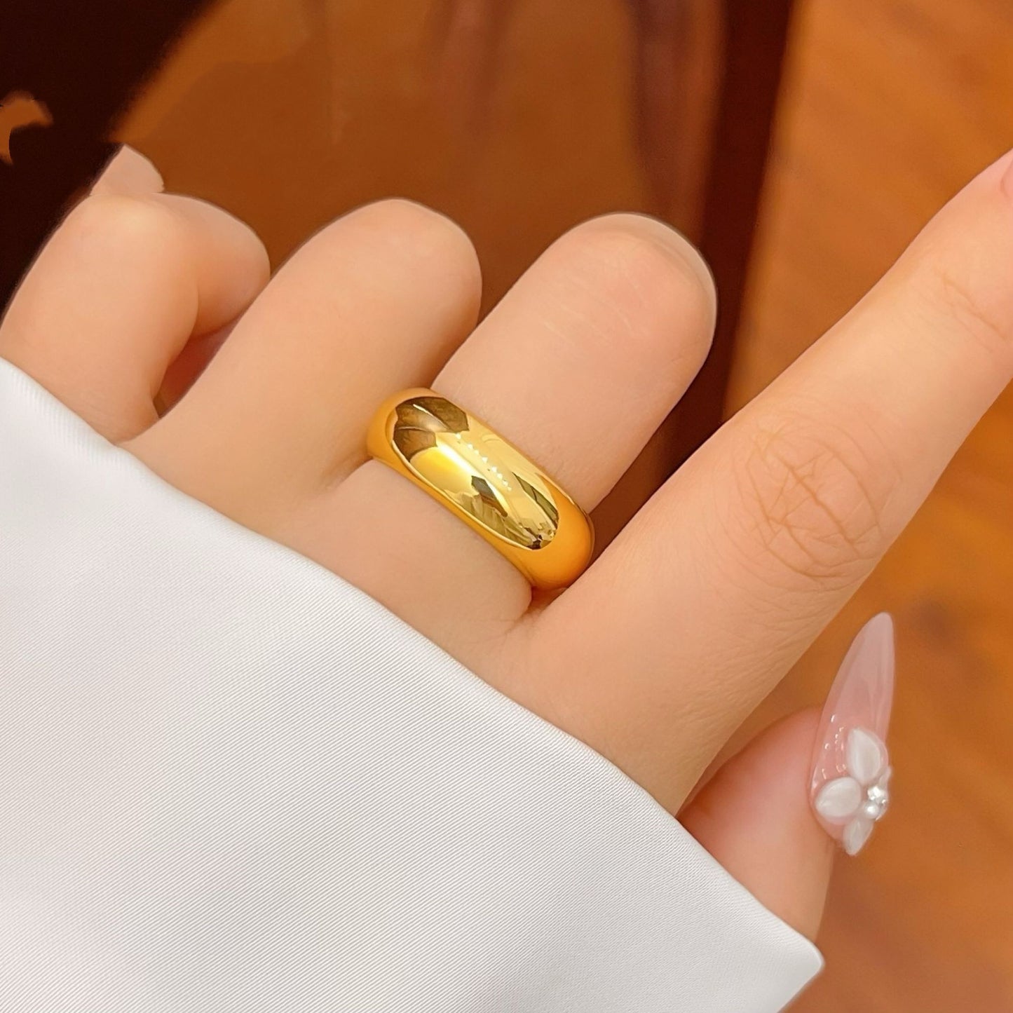 Alluvial Gold Glossy Wide Band Ring