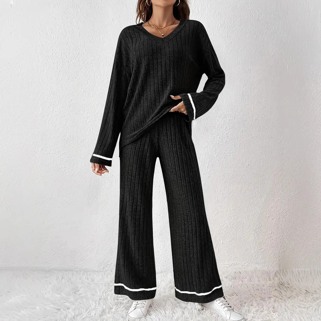 lack Striped Loose-Fit Homewear Suit