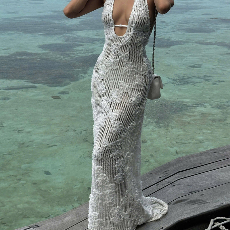 Seaside Glow Halter Dress