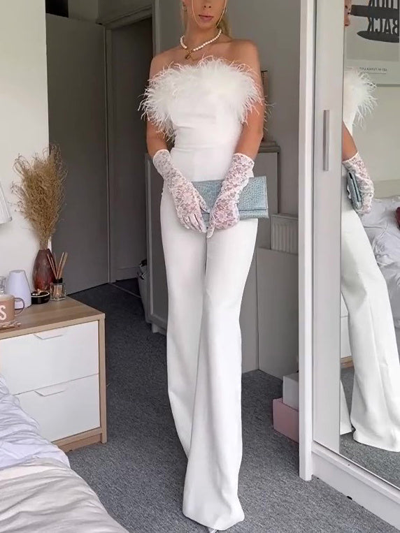 Elegant White Off-Shoulder Jumpsuit