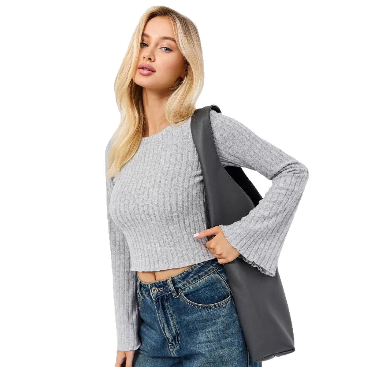 Short Cropped Flared Sleeve T-Shirt