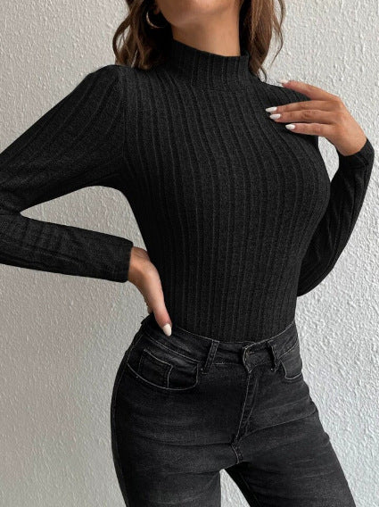 Half Turtleneck Striped Soft Warm Sweater