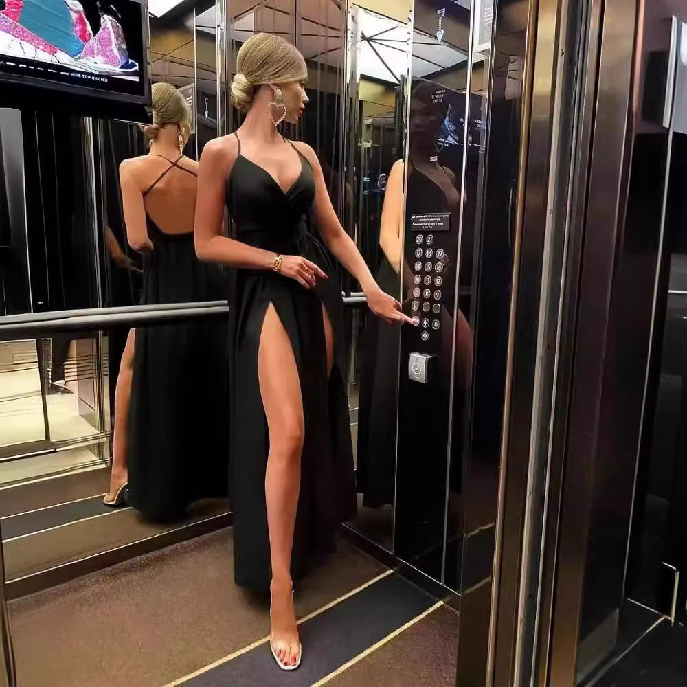 V-neck Sleeveless Split Dress