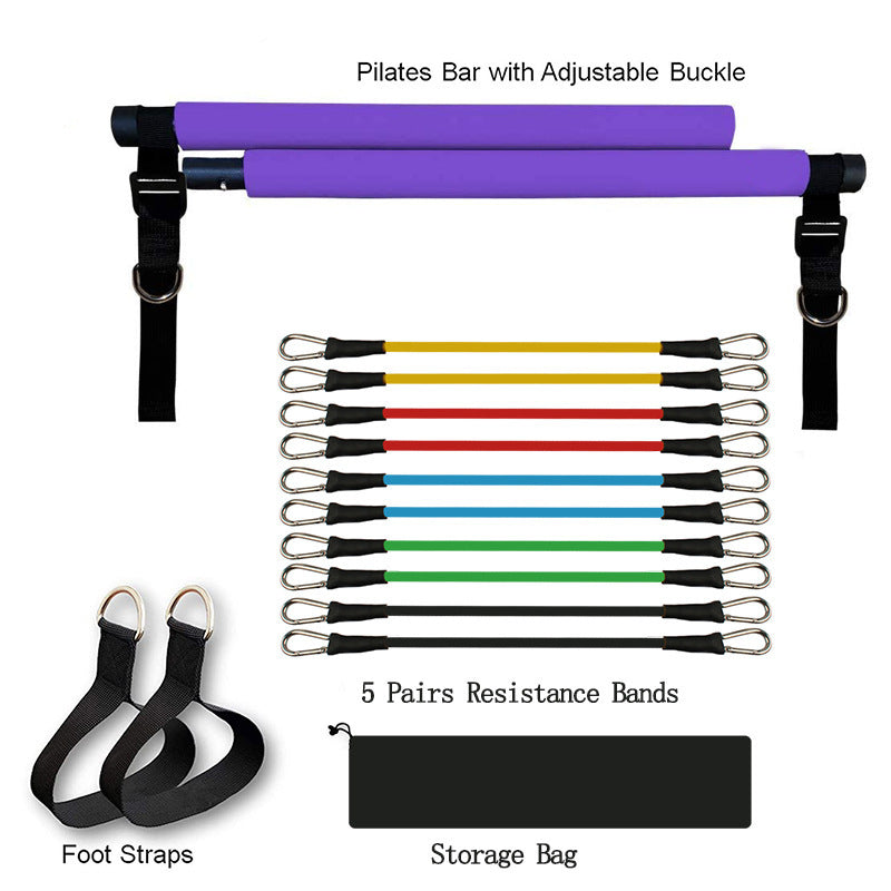 Portable Pilates & Yoga Bar with Resistance Bands