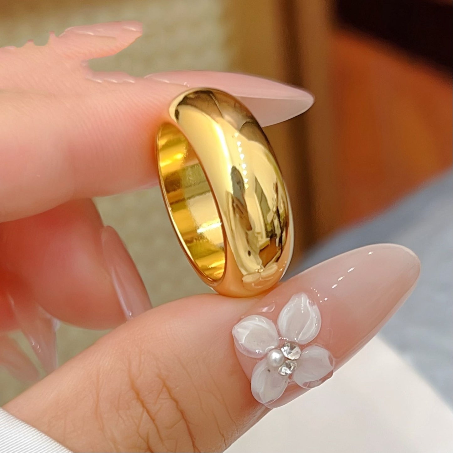 Alluvial Gold Glossy Wide Band Ring