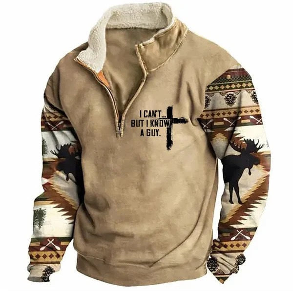 Men’s Half-Zip Printed Casual Jacket