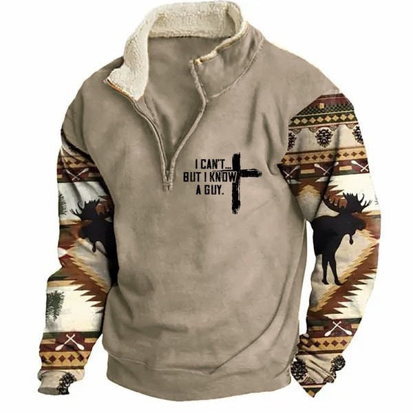 Men’s Half-Zip Printed Casual Jacket