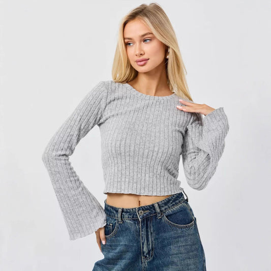Short Cropped Flared Sleeve T-Shirt