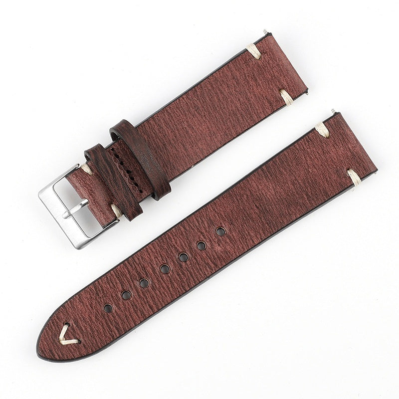 Vintage Cowhide Leather Watch Band with Unique Patterns
