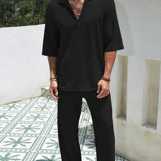 Commuter Suits Short-Sleeved Top And Loose Straight Trousers