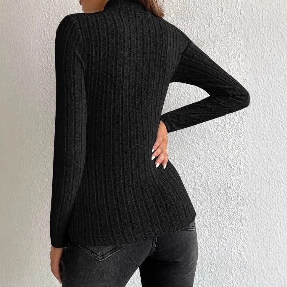 Half Turtleneck Striped Soft Warm Sweater