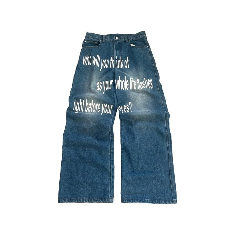 Retro Letter Wide Pants