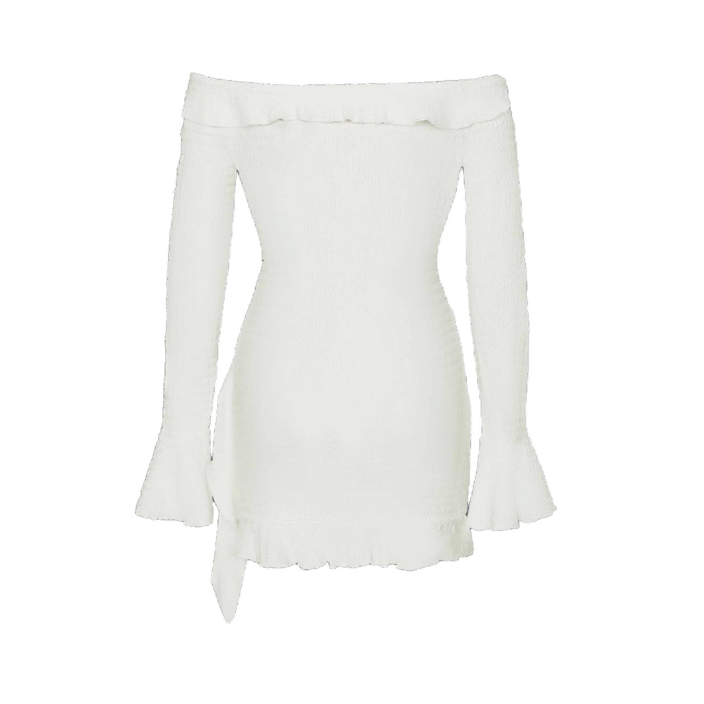 Off-Shoulder Ruffled Long Sleeve Dress