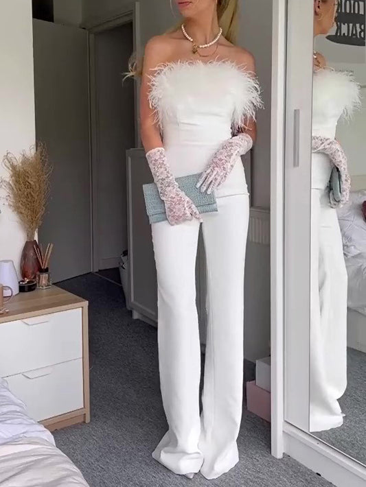 Elegant White Off-Shoulder Jumpsuit