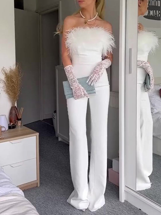 Elegant White Off-Shoulder Jumpsuit