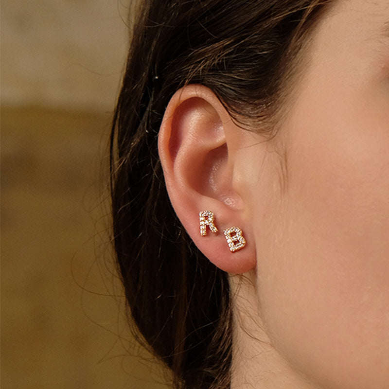 Gold Plated Alphabet Letter Earrings