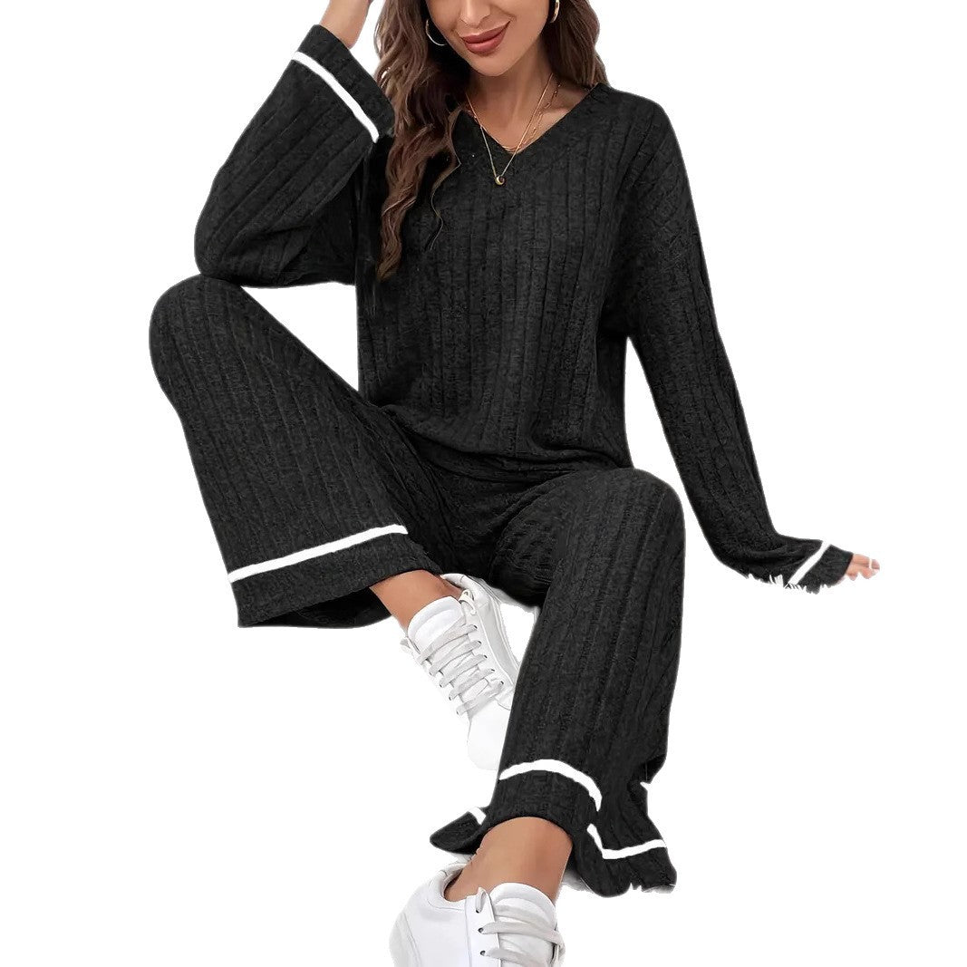 lack Striped Loose-Fit Homewear Suit