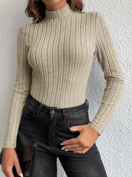Half Turtleneck Striped Soft Warm Sweater