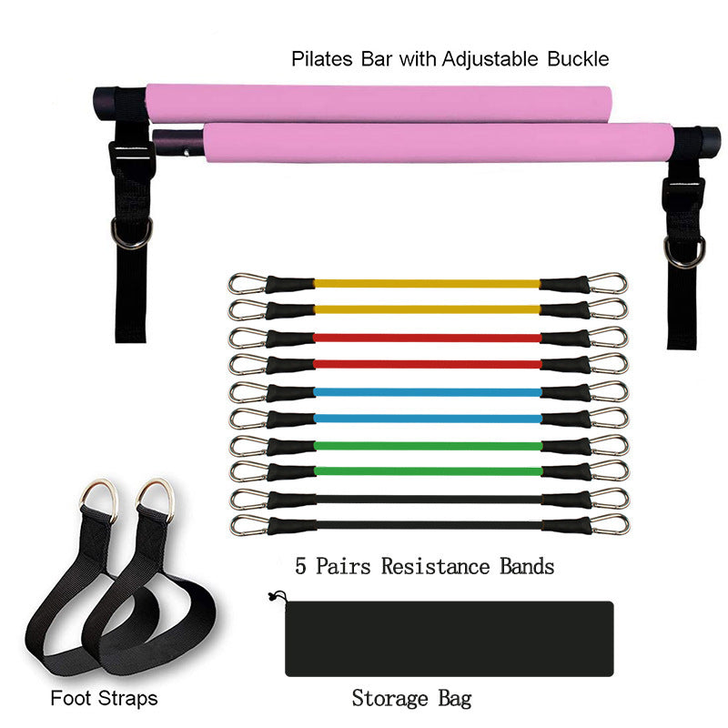Portable Pilates & Yoga Bar with Resistance Bands