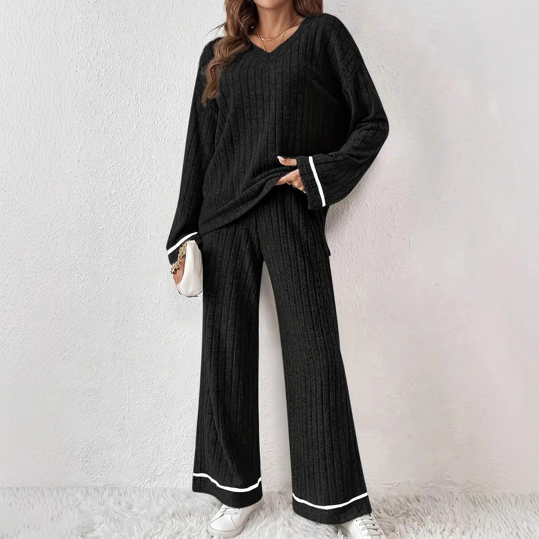lack Striped Loose-Fit Homewear Suit