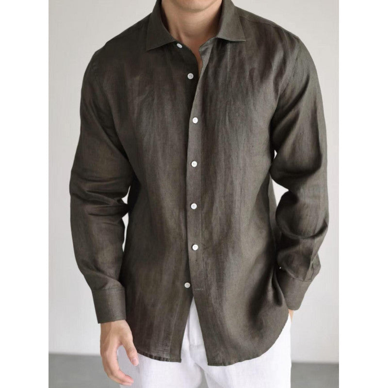 Men’s Cotton Linen Long Sleeve Shirt