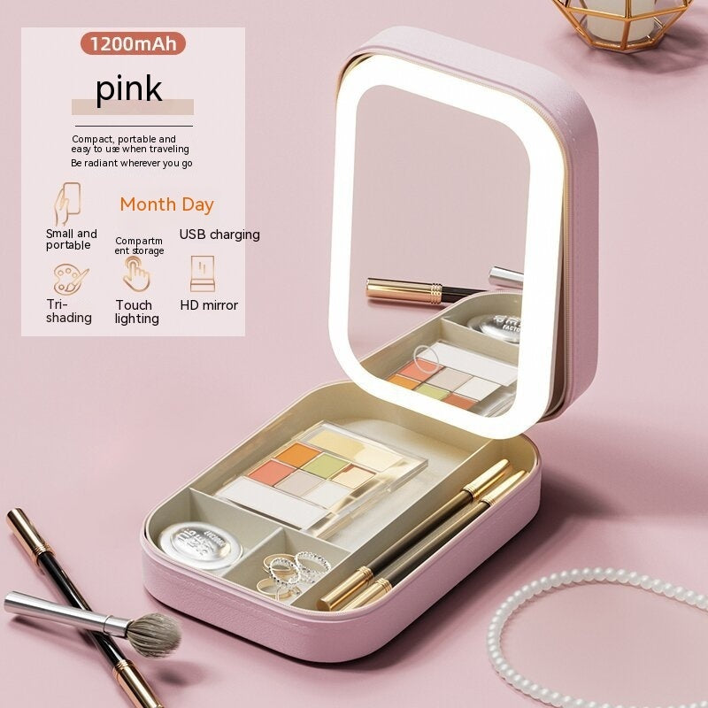 Makeup Storage Box with LED Mirror