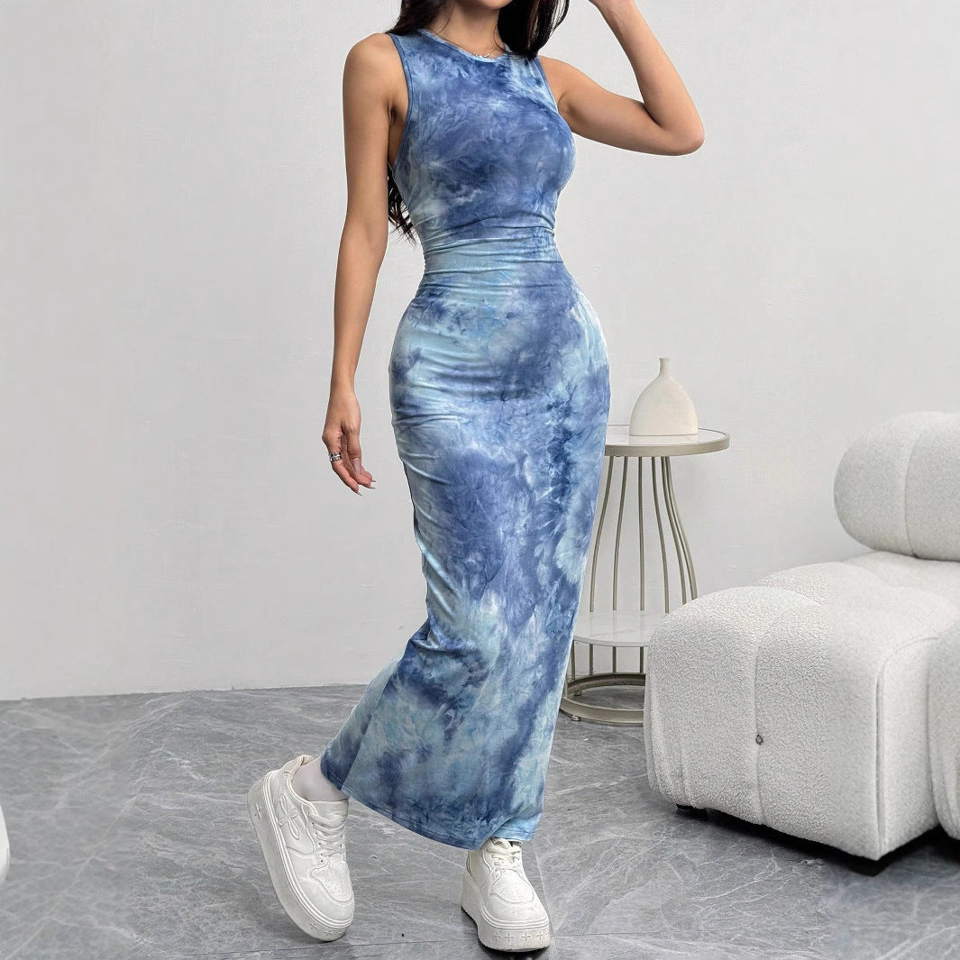 Women’s Sleeveless Printed Slim Dress
