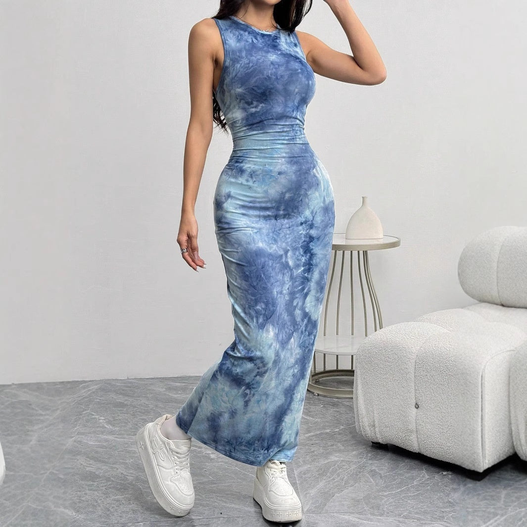 Women’s Sleeveless Printed Slim Dress